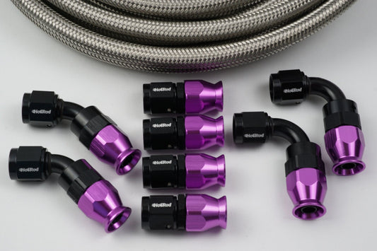 AN-10 Stainless Braided Hose & 8 10AN fittings bundle - Hot Rod fuel hose by One Guy Garage
