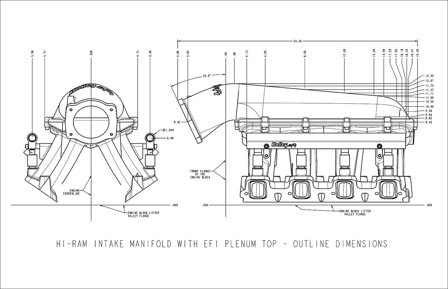 Holley LS Hi-Ram EFI Manifold GM LS7 - 105mm throttle body flange