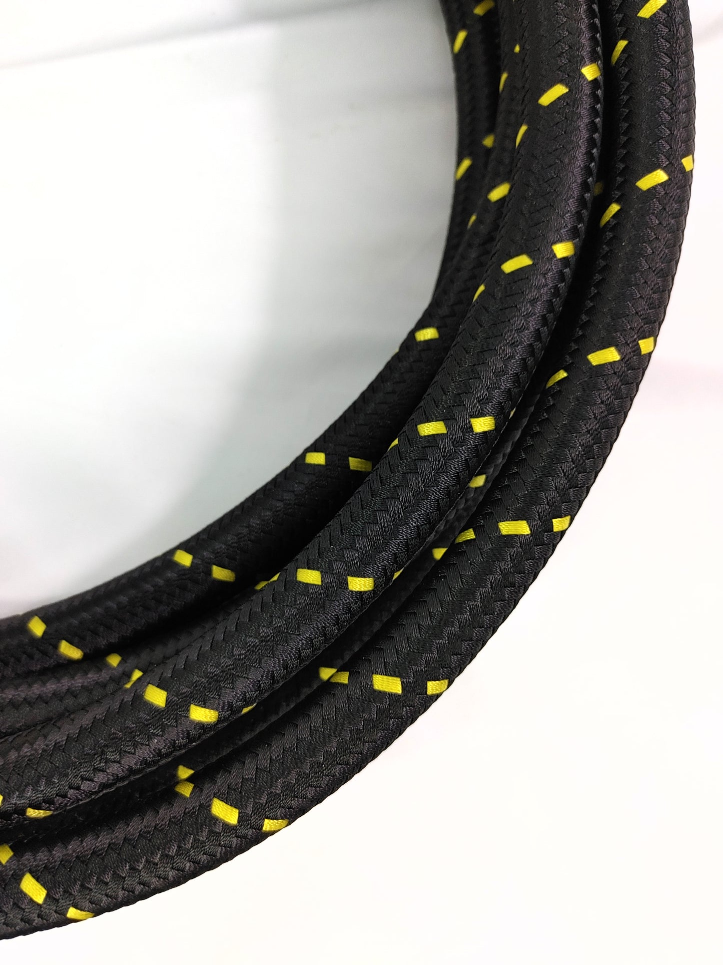PTFE lined Black Nylon with Yellow Check braided hose - AN6, AN8, AN10