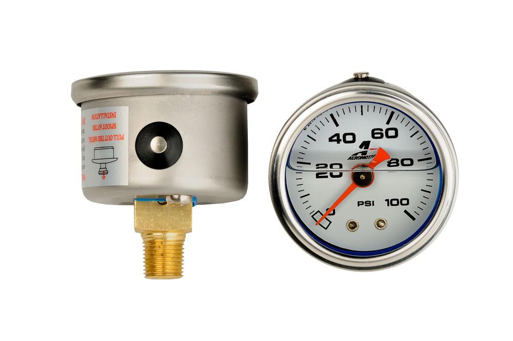 Fuel Pressure gauge 0-100PSI Aeromotive - Hot Rod fuel hose by One Guy Garage
