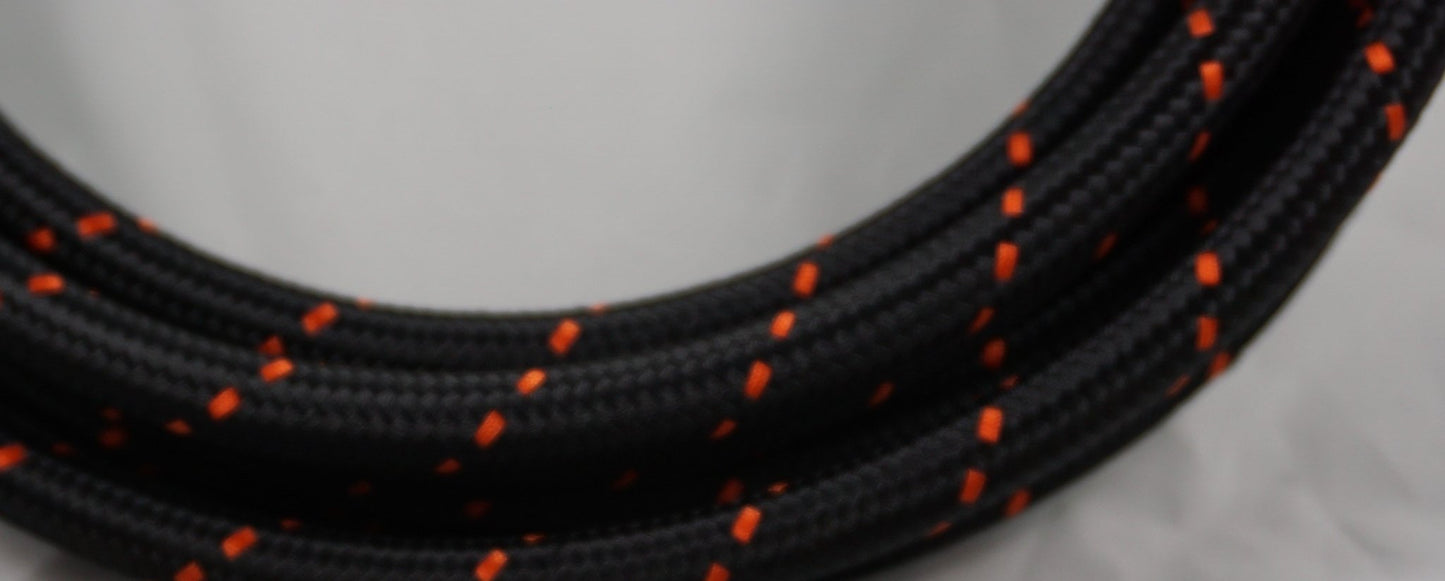 PTFE lined Black Nylon with Orange Checks braided hose - AN6, AN8, AN10 - Hot Rod fuel hose by One Guy Garage